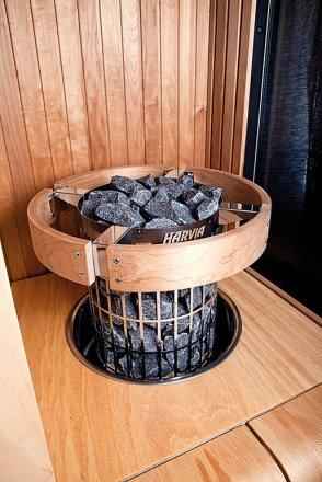 Cilindro Sauna Heaters Safety Wood Railing - Saunas.com